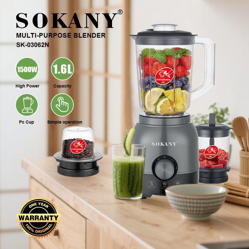 خلاط سوكاني3*1 1500وات سعة 1.6 لتر موديل SK-03062N