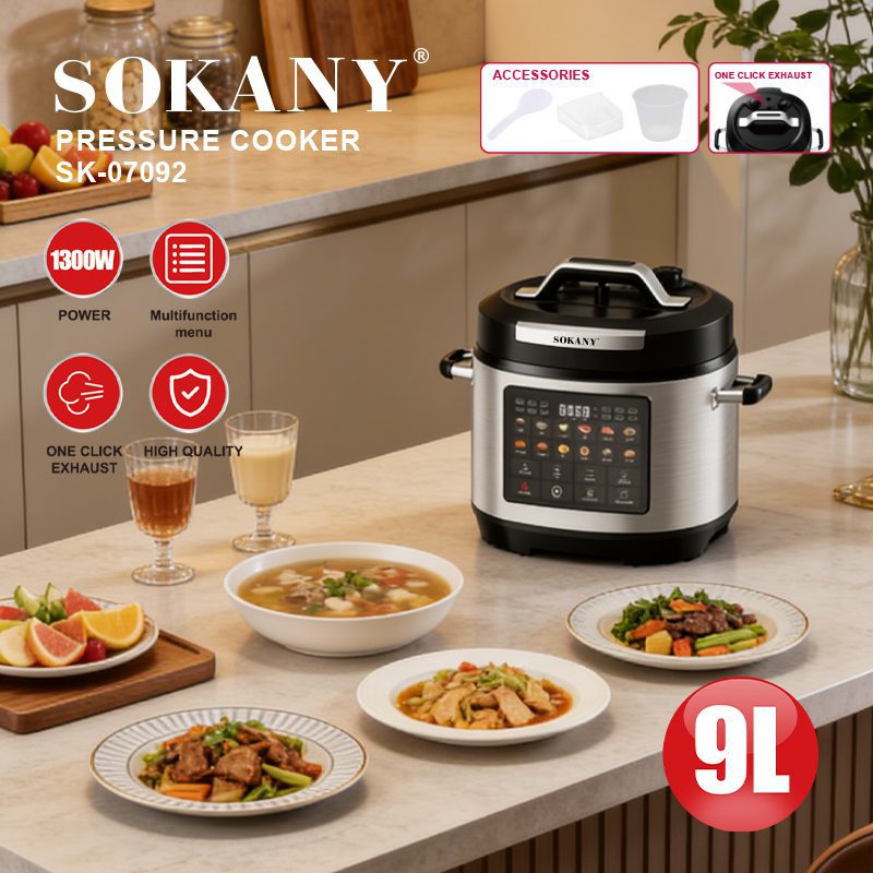 حلة ضغط ديجيتال سوكاني سعة 9 لتر 1300 وات موديل SK-07092