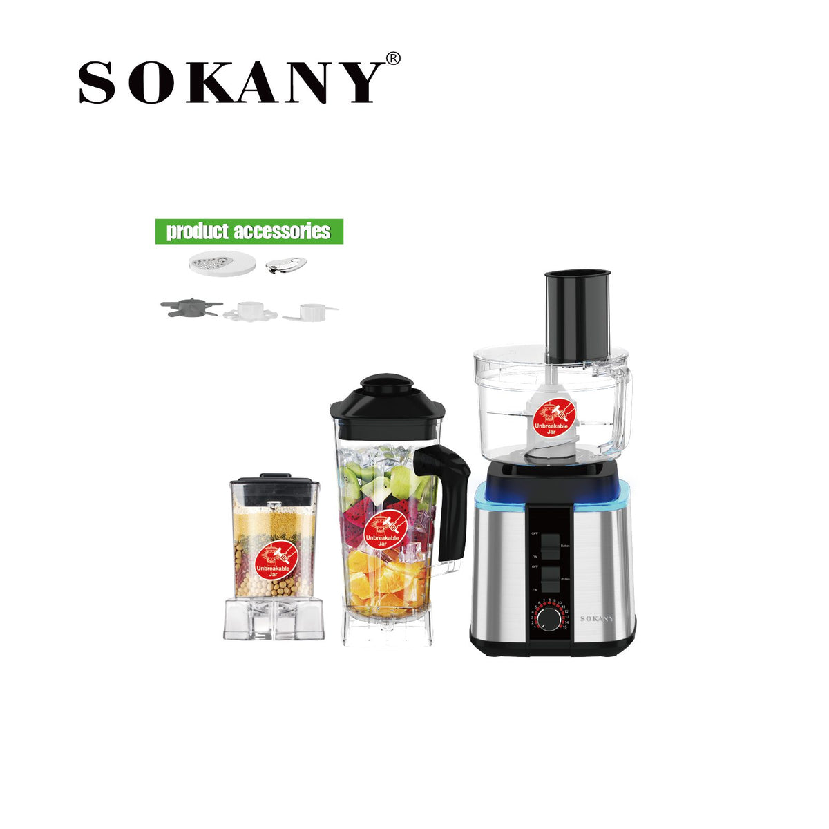 محضر طعام سوكاني 9×1 6000 وات 15 سرعة موديل SK-888N