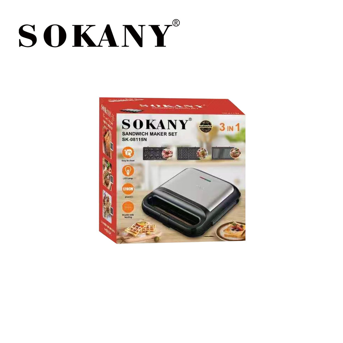 ساندوتش ميكر سوكاني 3 × 1 1200 وات SK-08115N