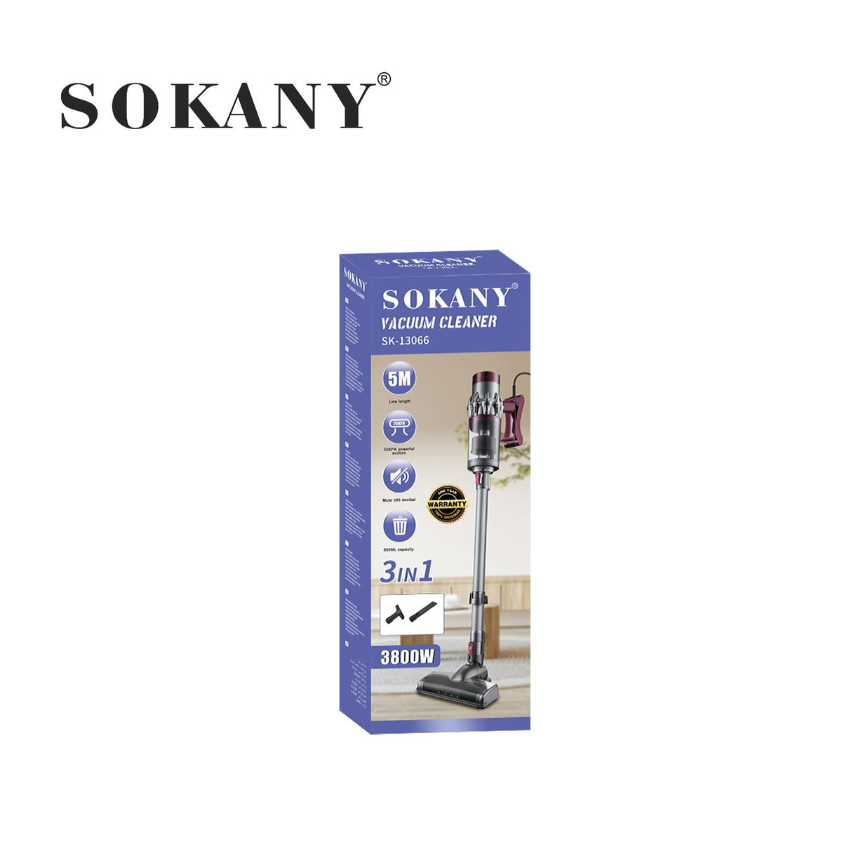 مكنسة سوكاني عمودية 3×1 سعة 1 لتر 3800 وات موديل SK-13066