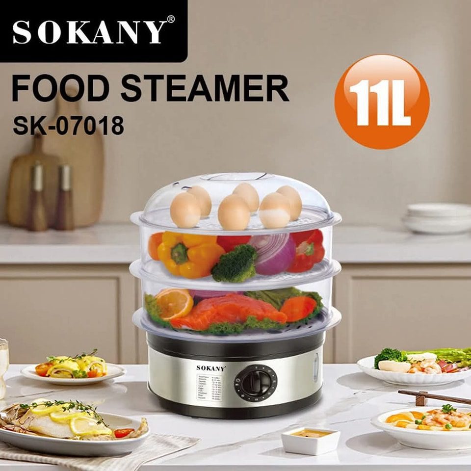 حلة طهي بالبخار سوكاني سعة 11 لتر 650 وات 3 دور موديل SK-07018