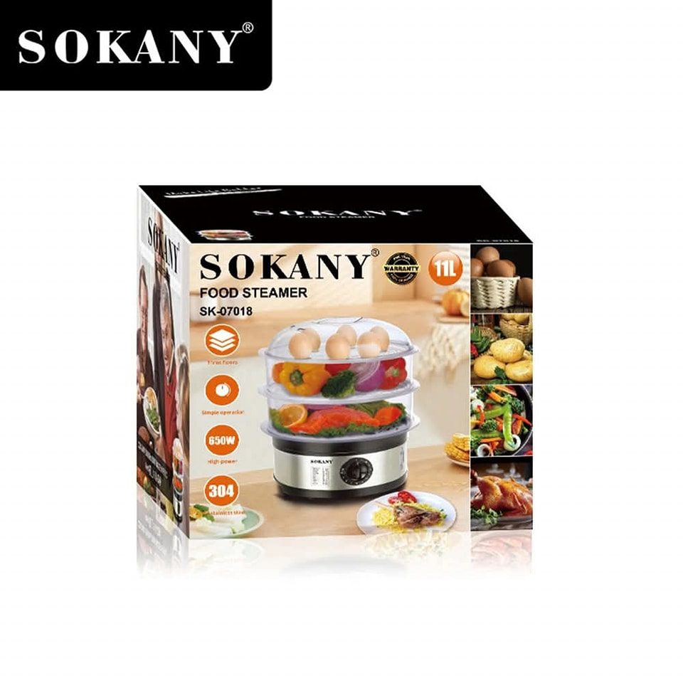 حلة طهي بالبخار سوكاني سعة 11 لتر 650 وات 3 دور موديل SK-07018