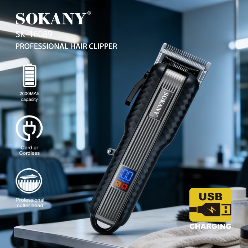 ماكينة حلاقة شعر سوكاني ديچيتال شحن ببطارية 2000mAh سرعة 7000PRM موديل SK-16089