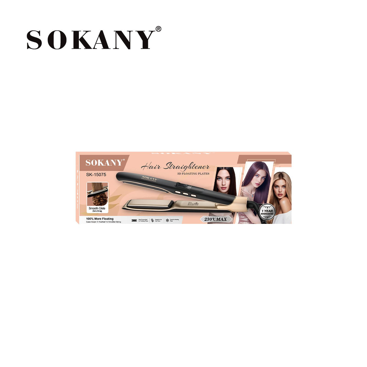 مكواة شعر سوكاني بروفيشنال ديجيتال بدرجة حرارة 230°C موديل SK-15075