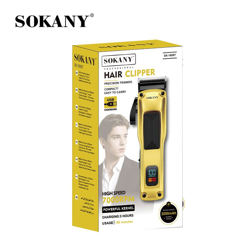 ماكينة حلاقة شعر سوكاني ديچيتال شحن ببطارية 2000mAh سرعة 7000PRM موديل SK-16097
