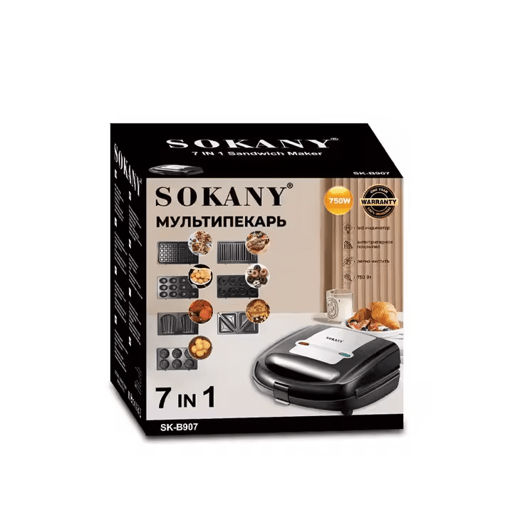 ساندوتش ميكر سوكاني 7×1 بقدرة 750 وات موديل SK-B907