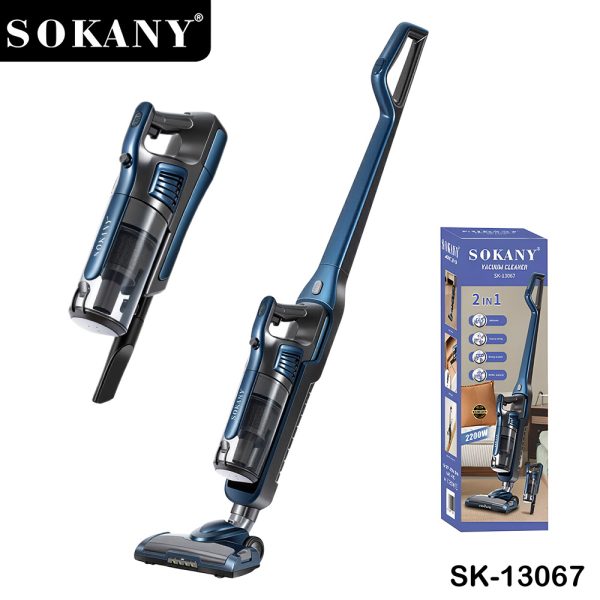مكنسة سوكاني عمودية 2×1 شحن بقدرة 2200 وات سعة 1.2 لتر ببطارية 2200mAh موديل SK-13067