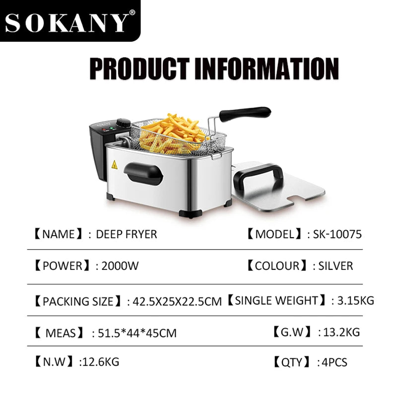 قلاية زيت سوكاني 3.5 لتر2000 وات موديل SK-10075