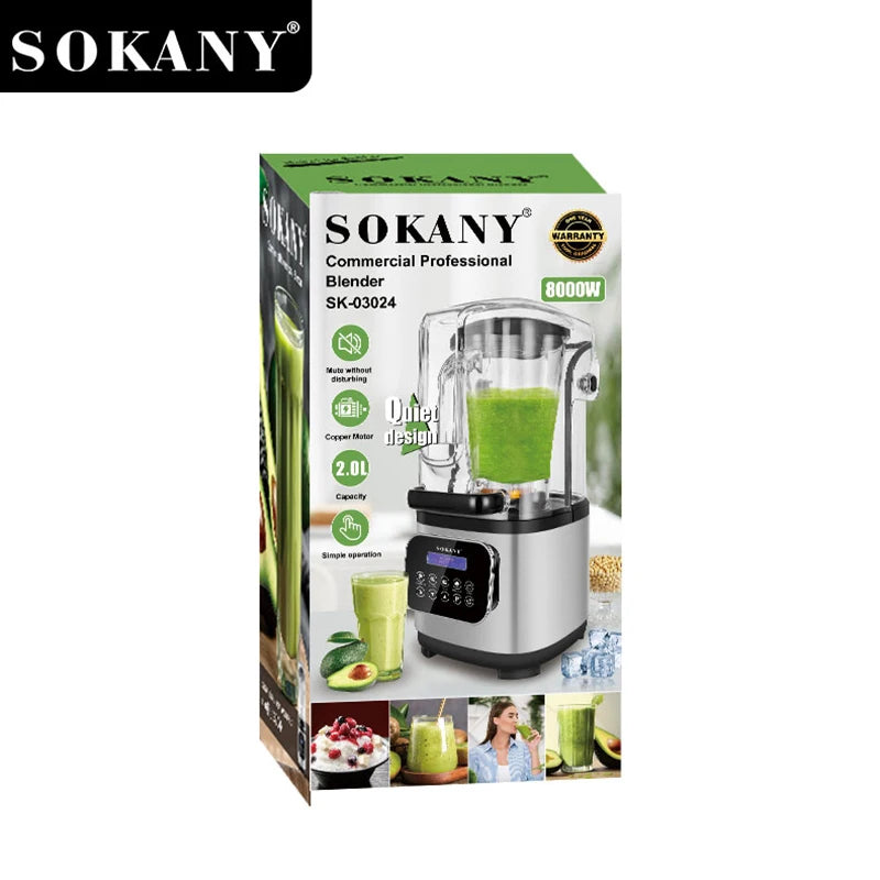 خلاط سوكاني ديجيتال كاتم للصوت 8000 وات 6 سرعات 2 لتر موديل SK-03024