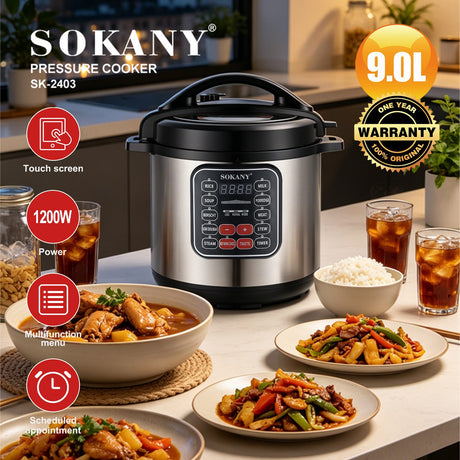 حلة ضغط ديجيتال سوكاني سعة 9 لتر 1200 وات موديل SK-2403