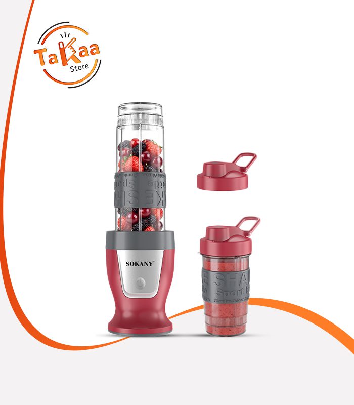 محضر عصائر سوكاني متنقل 300 وات كوبين 570ml و400ml ضد الكسر موديل SK-01030