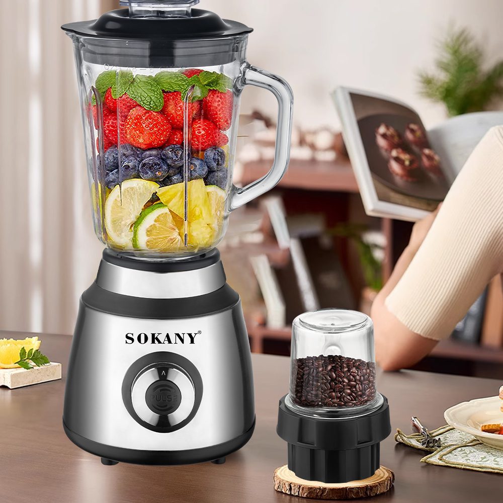 خلاط سوكاني 2×1 وعاء زجاجي 800 وات 4 سرعات 1.5 لتر موديل SK-03032