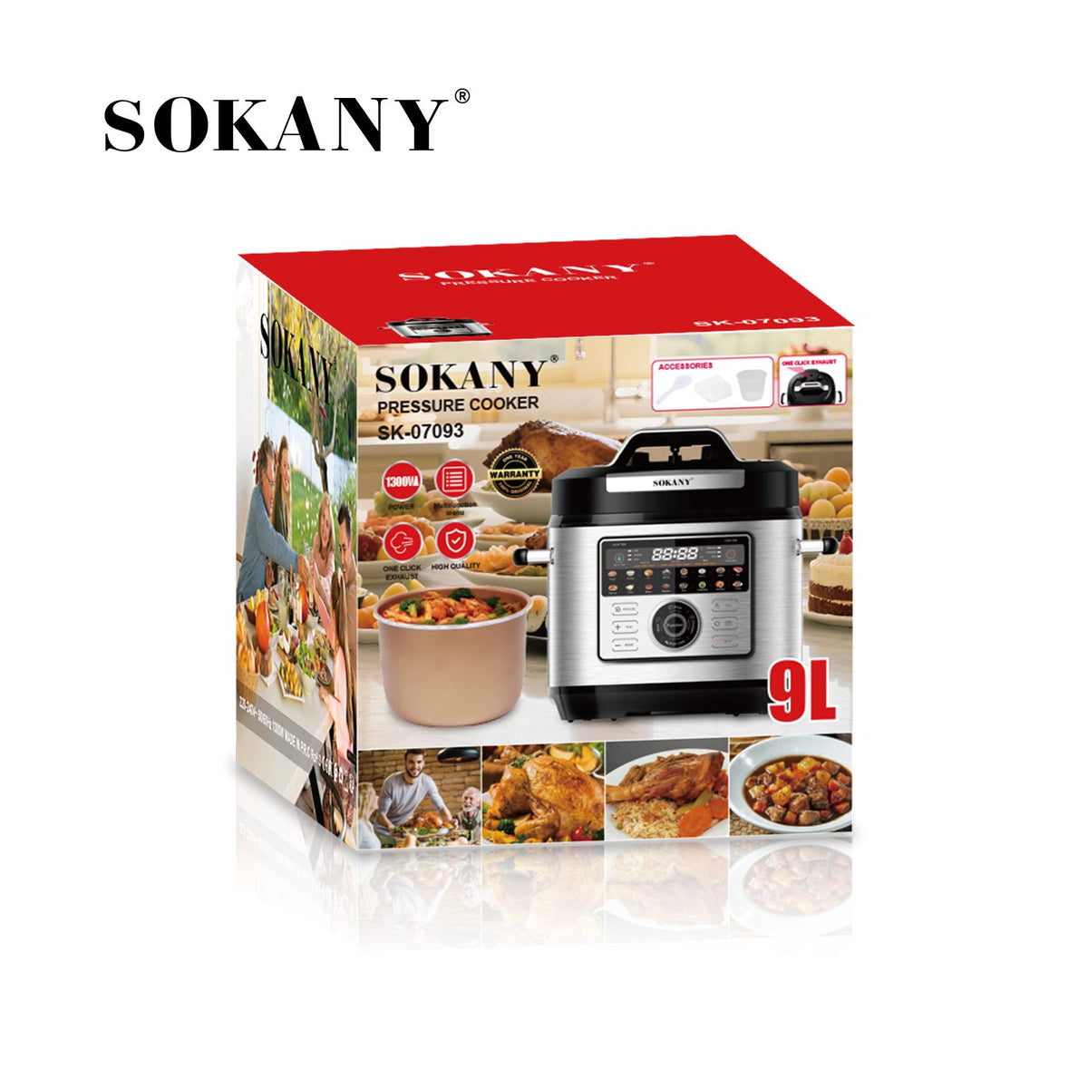 حلة ضغط ديجيتال سوكاني سعة 9 لتر 1300 وات موديل SK-07093
