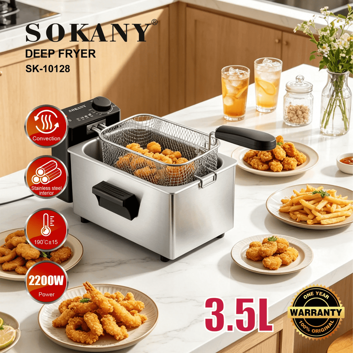 قلاية زيت سوكاني 3.5 لتر 2200 وات موديل SK-10128