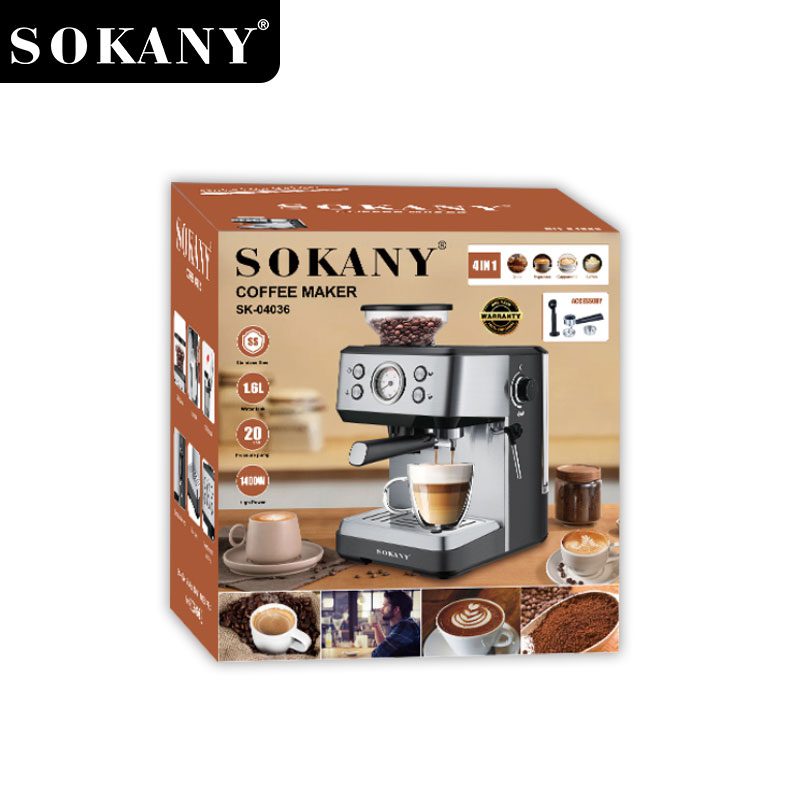 ماكينة قهوة اسبريسو 4×1 سوكاني 1.6 لتر 1400 وات 20 بار موديل SK-04036
