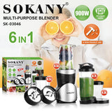 محضر عصائر سوكاني 6×1 بقدرة 900 وات ضد الكسر موديل SK-03046