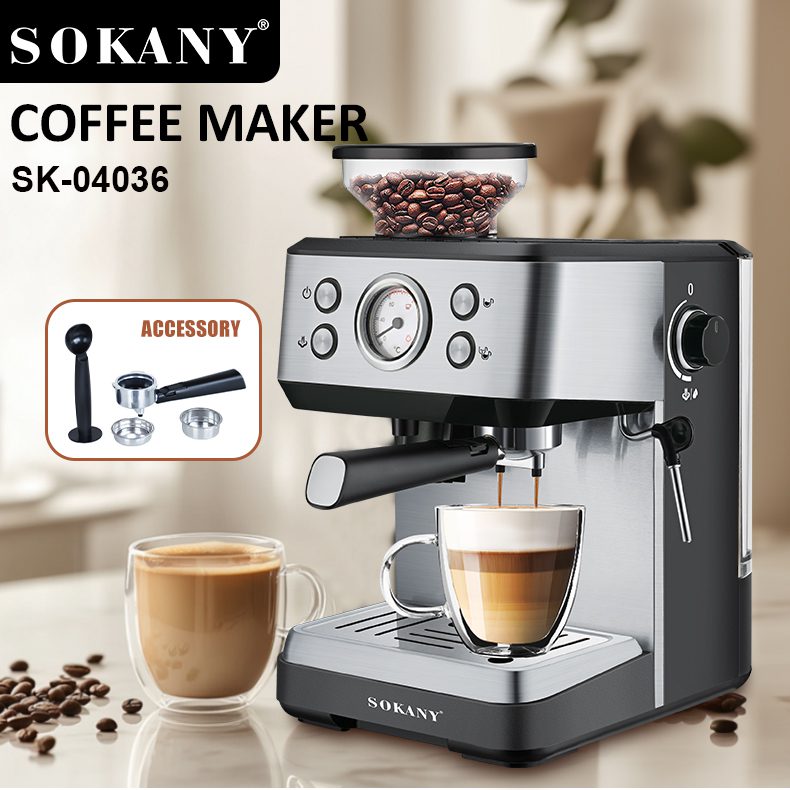 ماكينة قهوة اسبريسو 4×1 سوكاني 1.6 لتر 1400 وات 20 بار موديل SK-04036