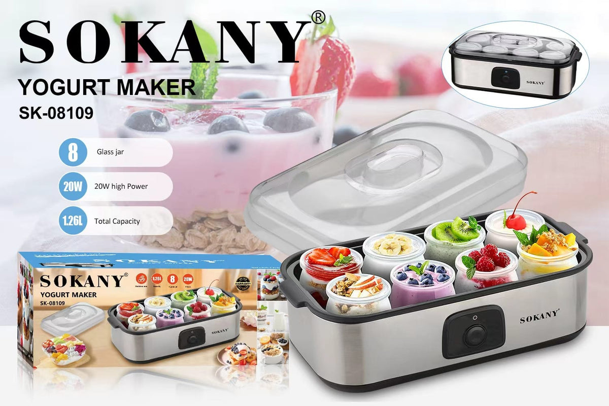 ماكينة زبادي سوكاني ستانلس ستيل سعة 8 أكواب موديل SK-08109