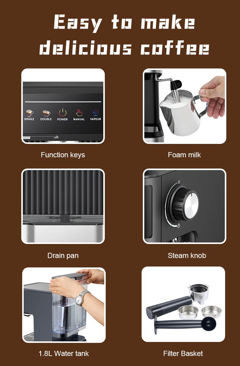 ماكينة قهوة اسبريسو سوكاني 1.8 لتر 850 وات 15 بار موديل SK-04025