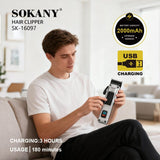 ماكينة حلاقة شعر سوكاني ديچيتال شحن ببطارية 2000mAh سرعة 7000PRM موديل SK-16097