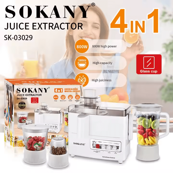 Sokany 4-in-1 Food Processor 800W 2 Speeds Model SK-03029