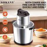 Sokany Food Chopper Stainless Steel 10 L 2000 W 2 Speeds Model SK-666666B