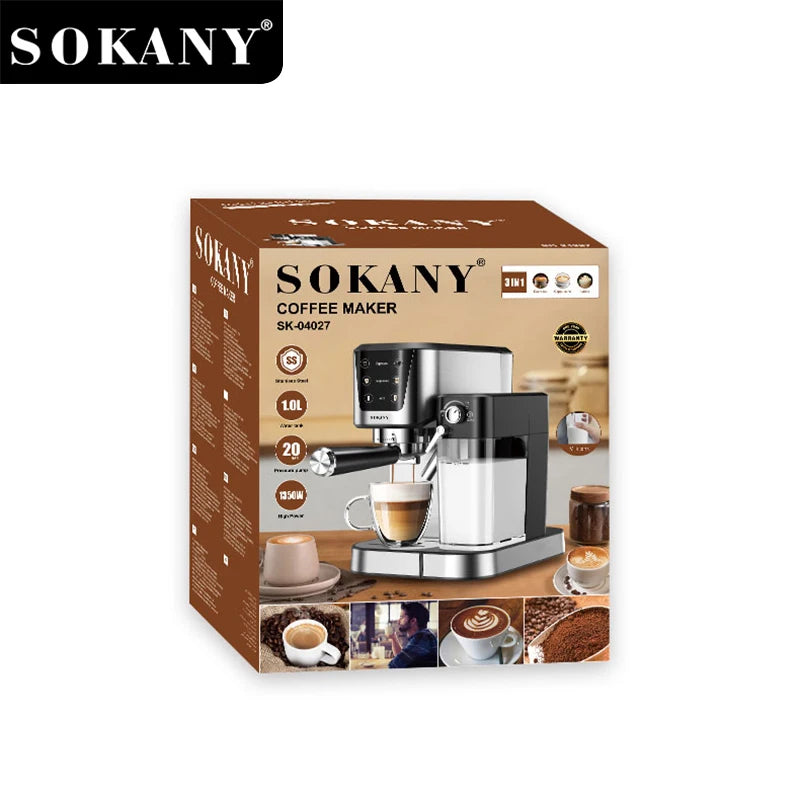 ماكينة قهوة اسبريسو سوكاني 3×1 1 لتر 1350 وات 20 بار موديل SK-04027