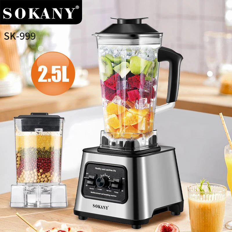 خلاط سوكاني 2×1 6000 وات سعة 2.5 لتر + مطحنه 15 سرعه موديل SK-999N