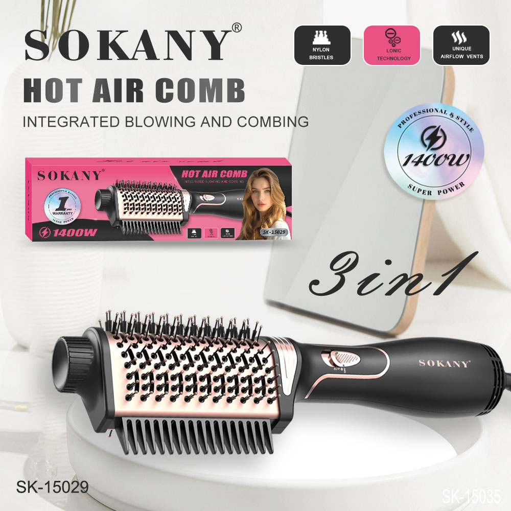 فرشاة استشوار بمشط سوكاني بقدرة 1400 وات موديل SK-15029
