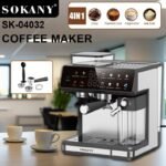 ⁦ماكينه قهوه اسبريسو 4*1  2.6لتر 1800وات 20بار SK-04032⁩ - الصورة ⁦4⁩